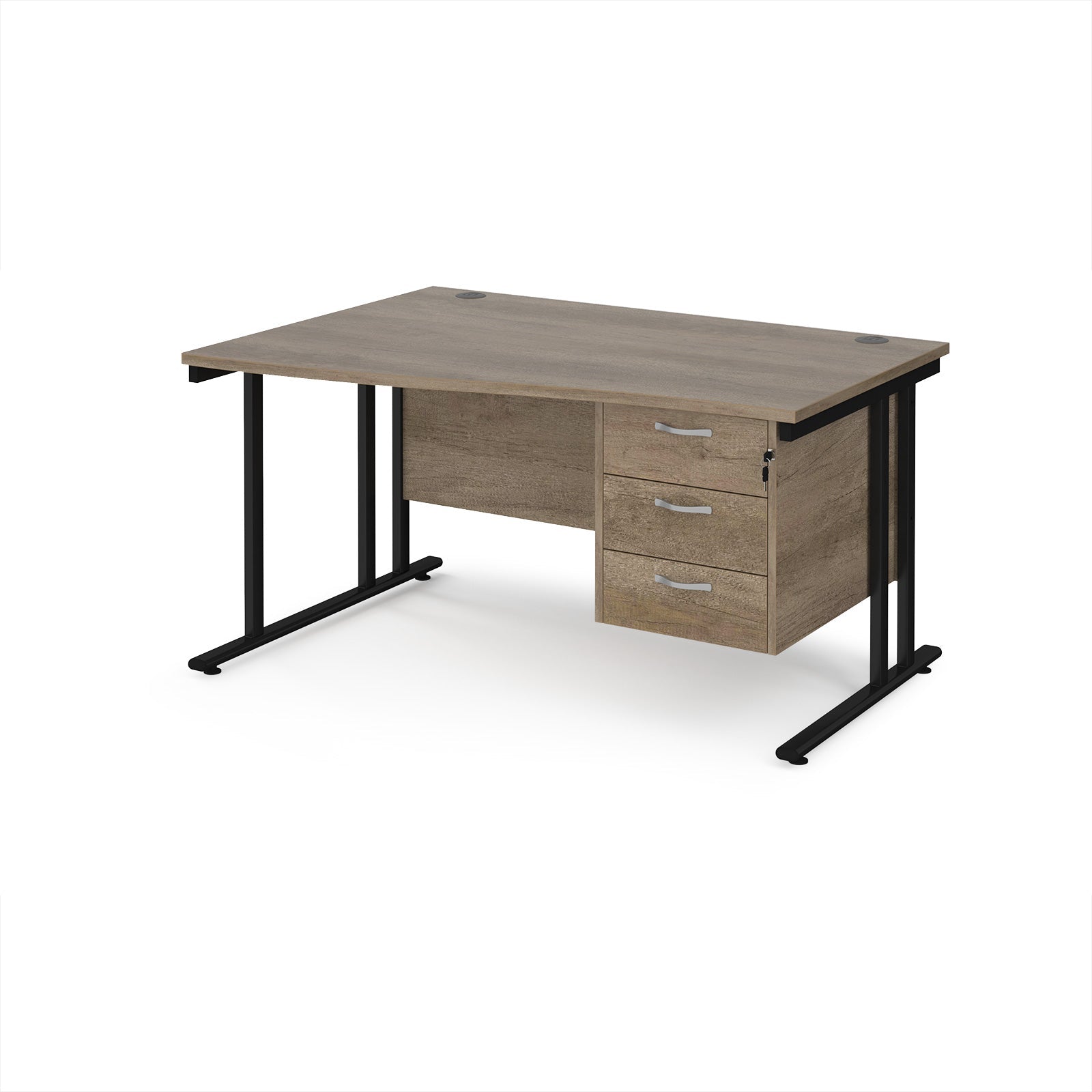 Maestro 25 cantilever left hand wave desk with 3 drawer ped