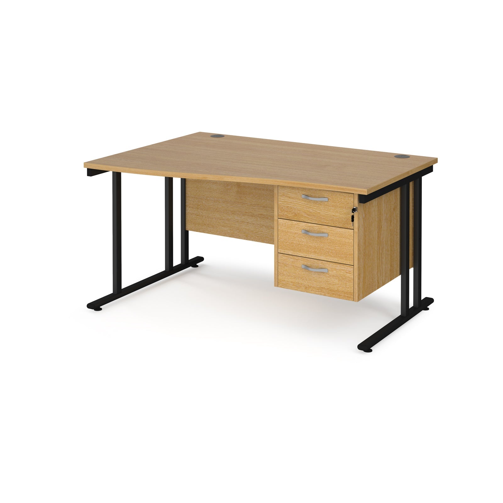 Maestro 25 cantilever left hand wave desk with 3 drawer ped