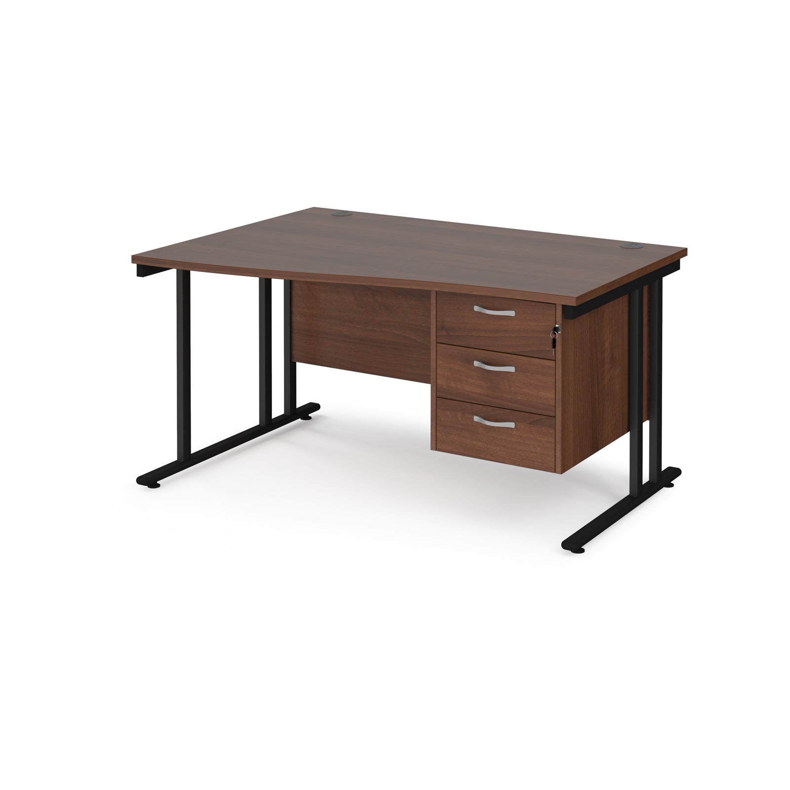 Maestro 25 Cantilever Left Hand Wave Desk With 3 Drawer Ped