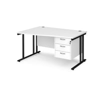 Maestro 25 cantilever left hand wave desk with 3 drawer ped