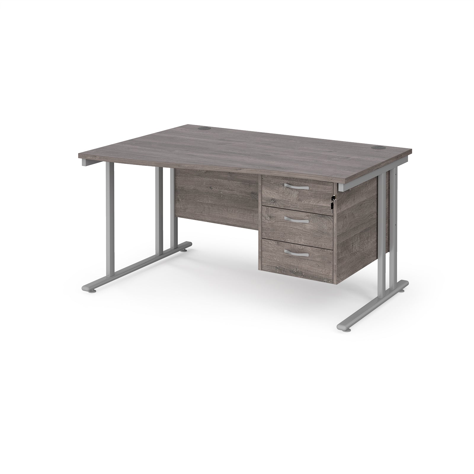 Maestro 25 cantilever left hand wave desk with 3 drawer ped
