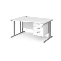 Maestro 25 cantilever left hand wave desk with 3 drawer ped