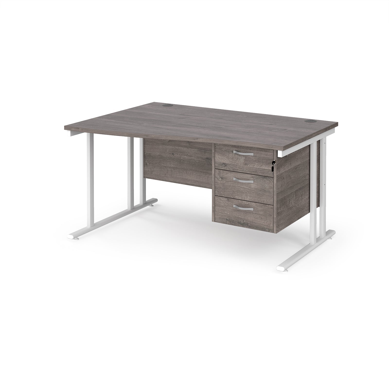 Maestro 25 cantilever left hand wave desk with 3 drawer ped