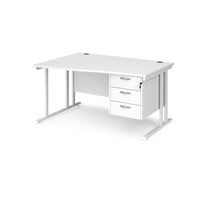 Maestro 25 cantilever left hand wave desk with 3 drawer ped