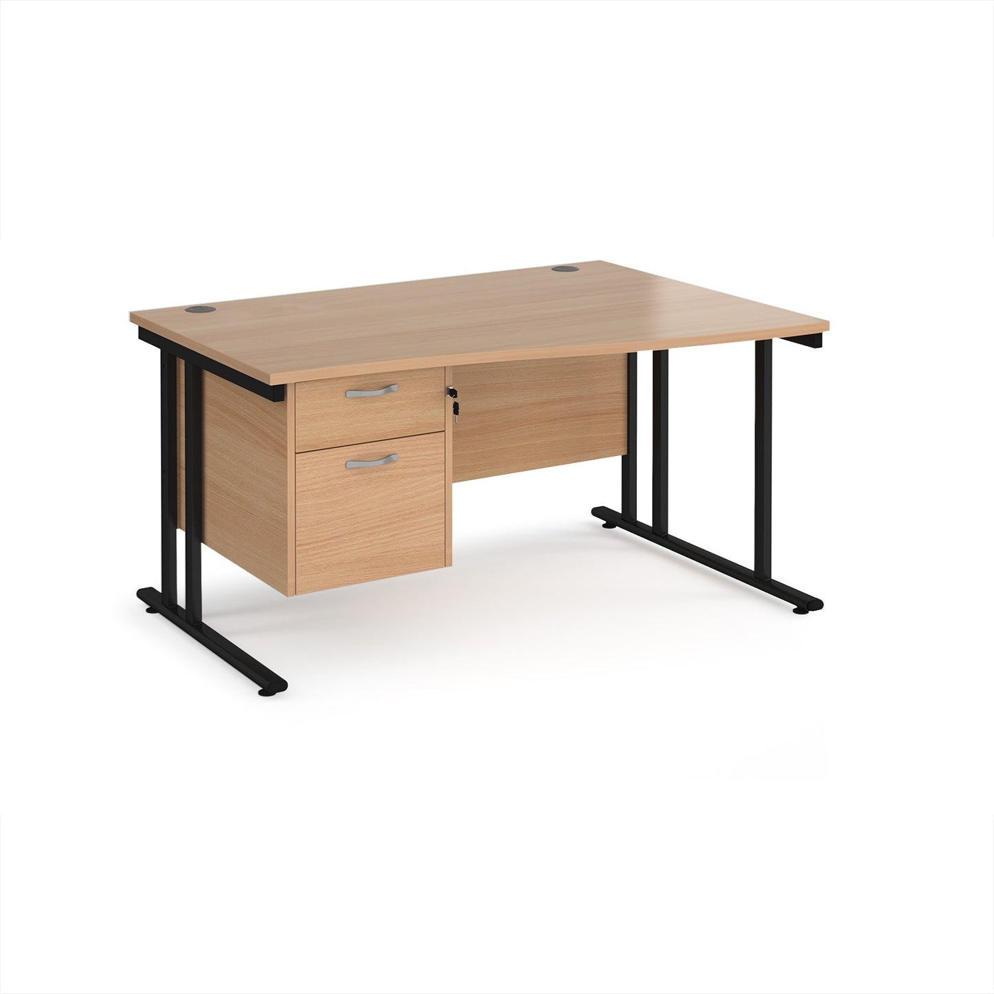 Maestro 25 cantilever right hand wave desk with 2 drawer ped