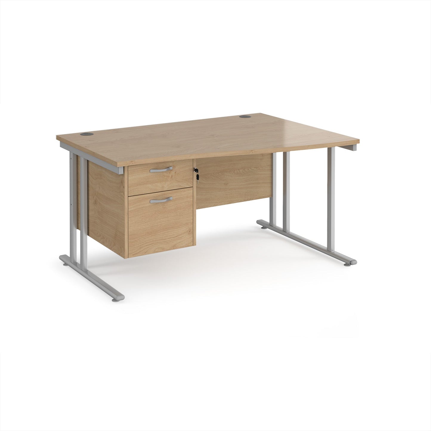 Maestro 25 cantilever right hand wave desk with 2 drawer ped