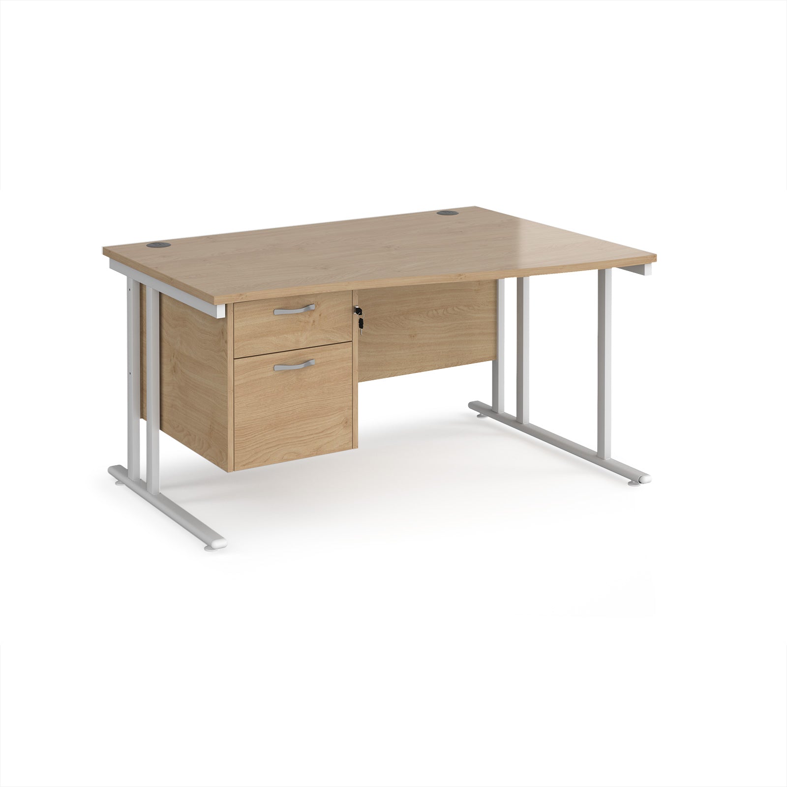 Maestro 25 cantilever right hand wave desk with 2 drawer ped