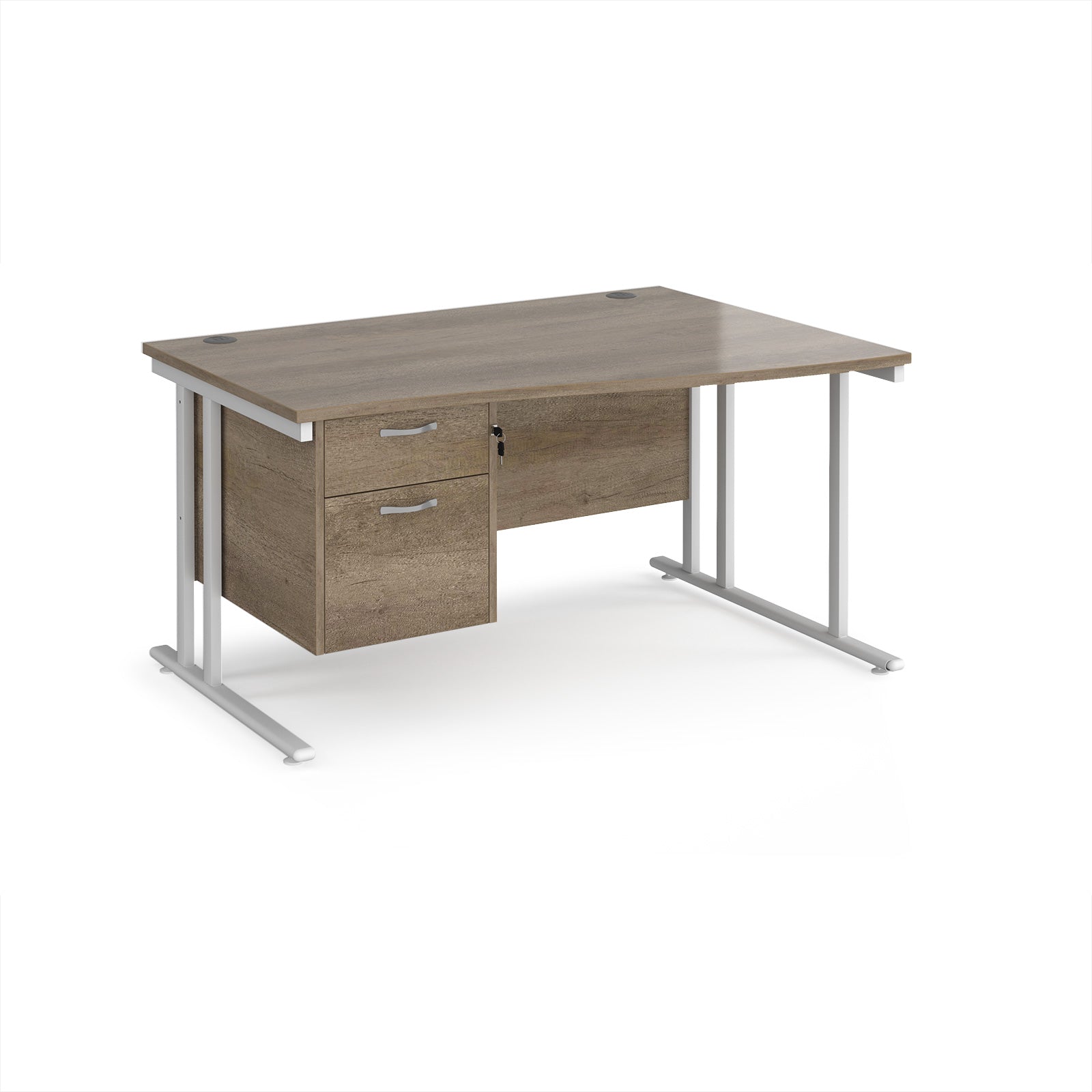 Maestro 25 cantilever right hand wave desk with 2 drawer ped