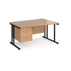 Maestro 25 Cantilever Right Hand Wave Desk With 3 Drawer Ped