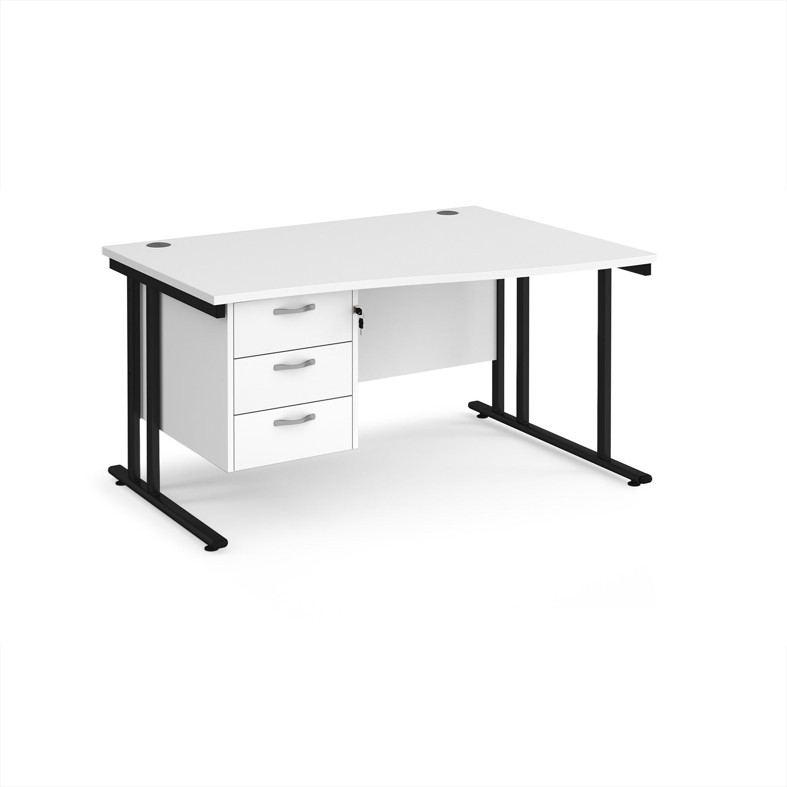 Maestro 25 cantilever right hand wave desk with 3 drawer ped