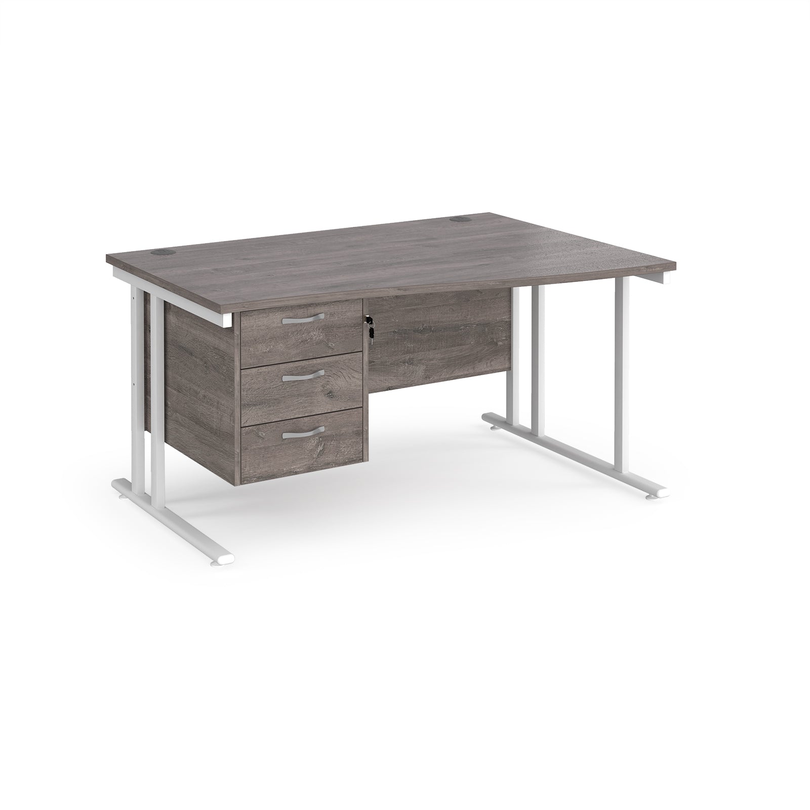 Maestro 25 Cantilever Right Hand Wave Desk With 3 Drawer Ped