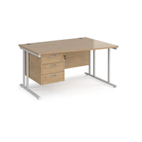 Maestro 25 cantilever right hand wave desk with 3 drawer ped