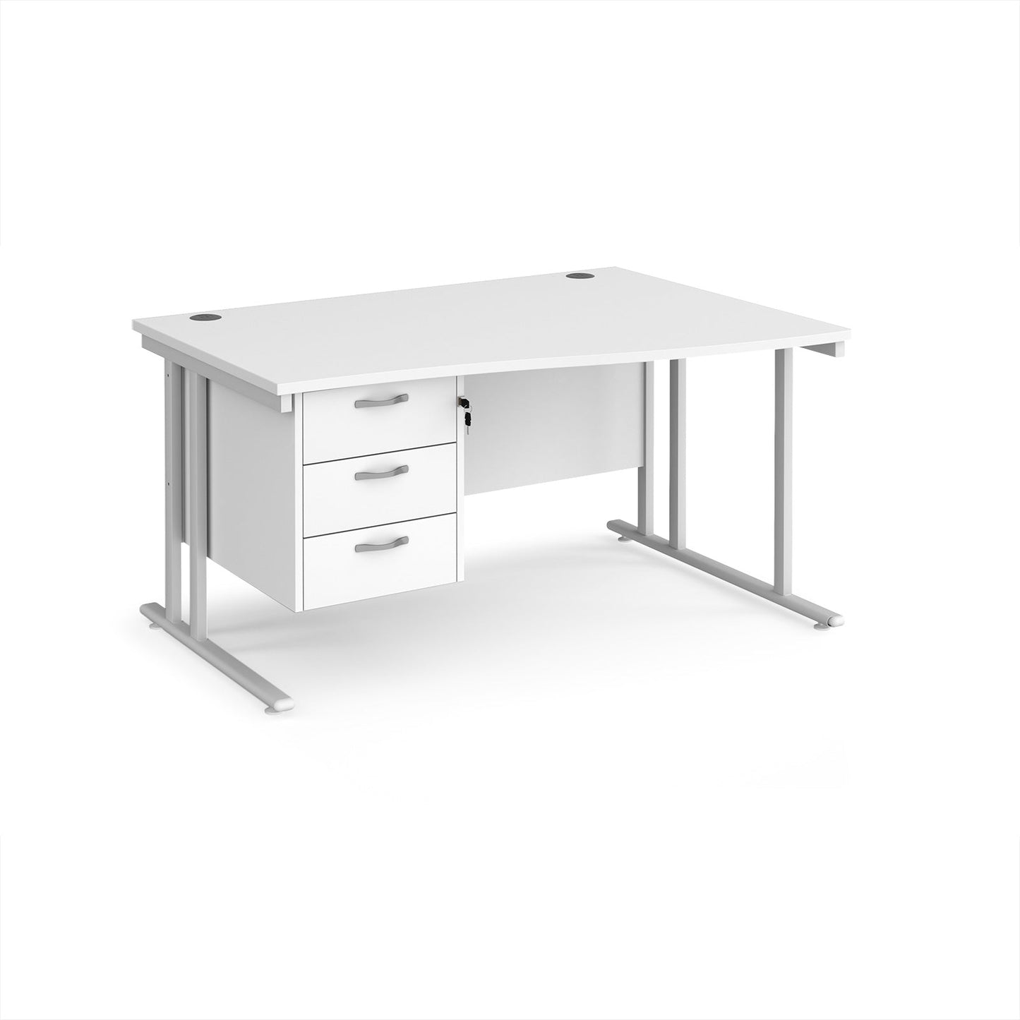 Maestro 25 cantilever right hand wave desk with 3 drawer ped