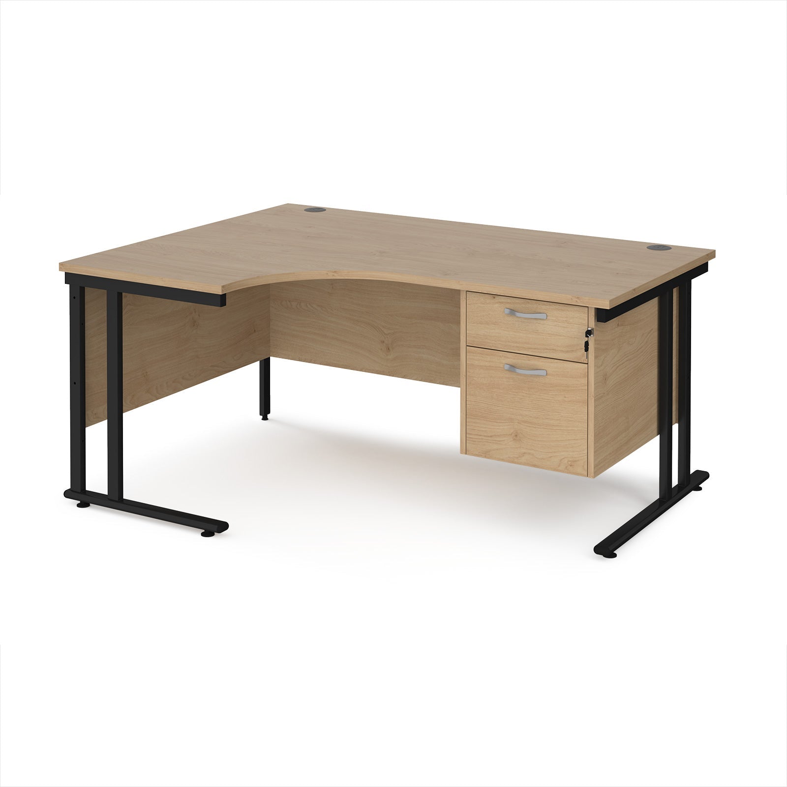 Maestro 25 cantilever left hand ergonomic desk with 2 drawer ped