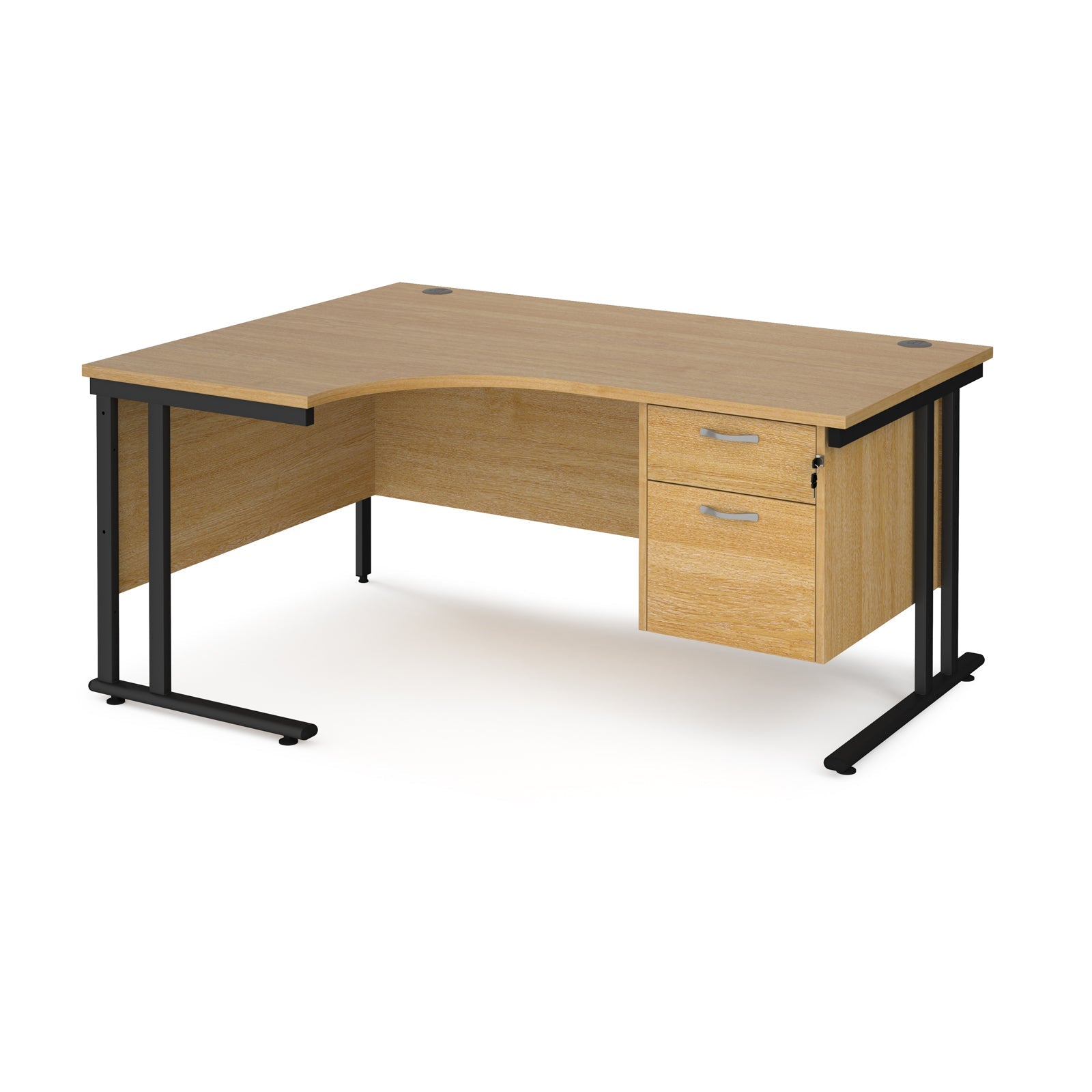 Maestro 25 cantilever left hand ergonomic desk with 2 drawer ped