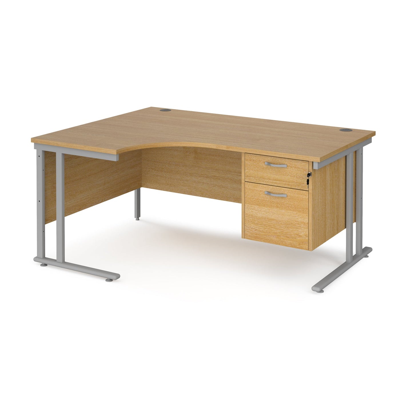 Maestro 25 cantilever left hand ergonomic desk with 2 drawer ped