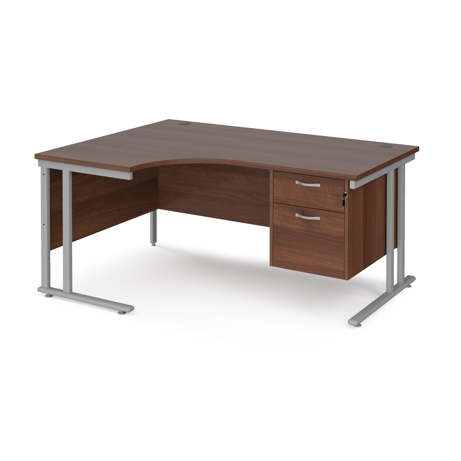 Maestro 25 cantilever left hand ergonomic desk with 2 drawer ped