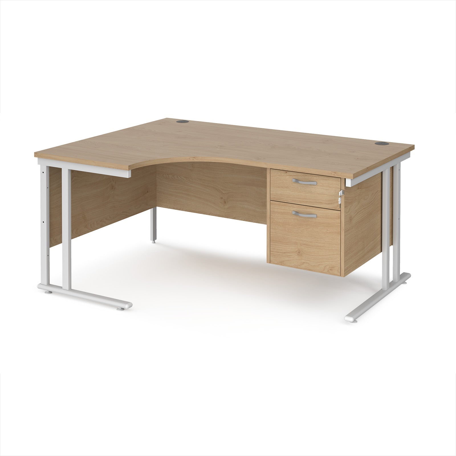 Maestro 25 cantilever left hand ergonomic desk with 2 drawer ped