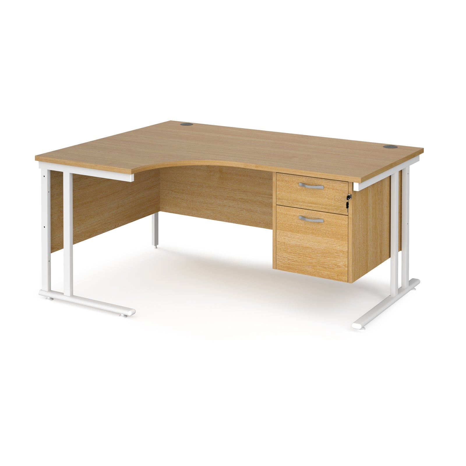 Maestro 25 cantilever left hand ergonomic desk with 2 drawer ped