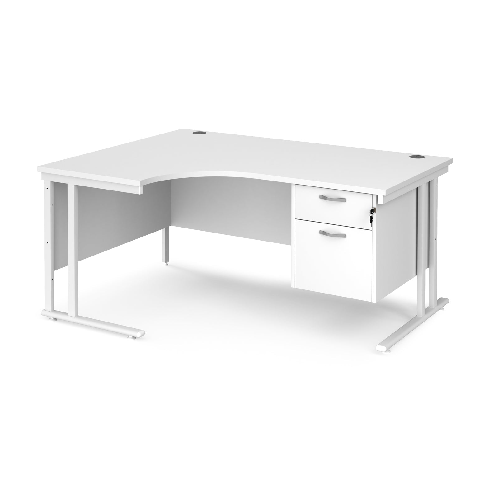 Maestro 25 cantilever left hand ergonomic desk with 2 drawer ped