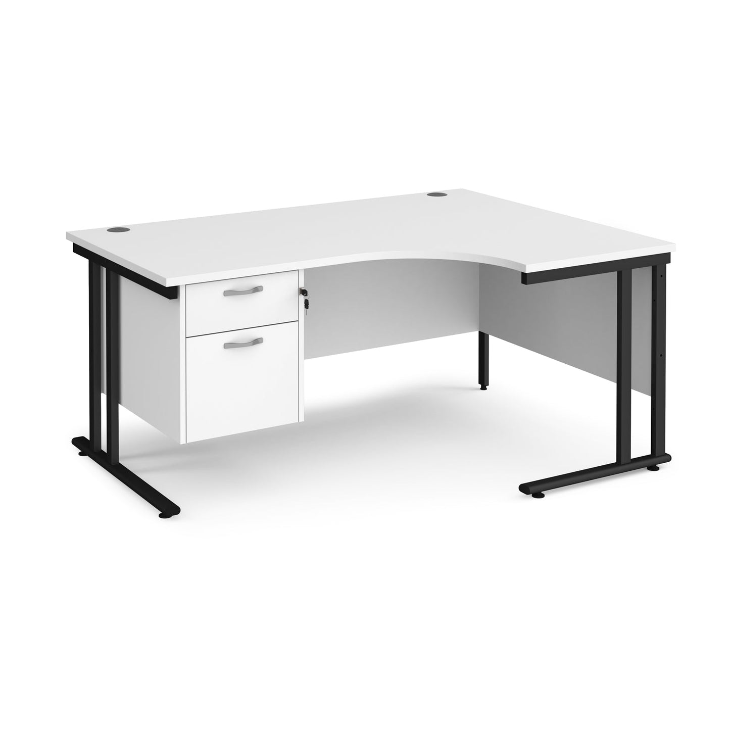 Maestro 25 cantilever right hand ergonomic desk with 2 drawer ped