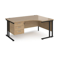 Maestro 25 cantilever right hand ergonomic desk with 3 drawer ped