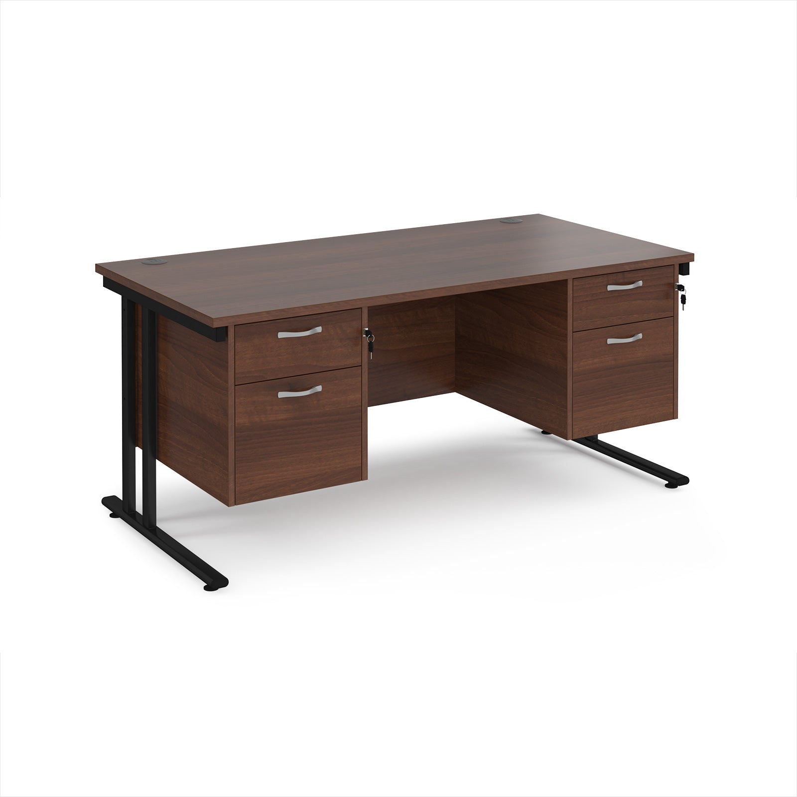 Maestro 25 cantilever 800mm deep desk with 2 x 2 drawer peds