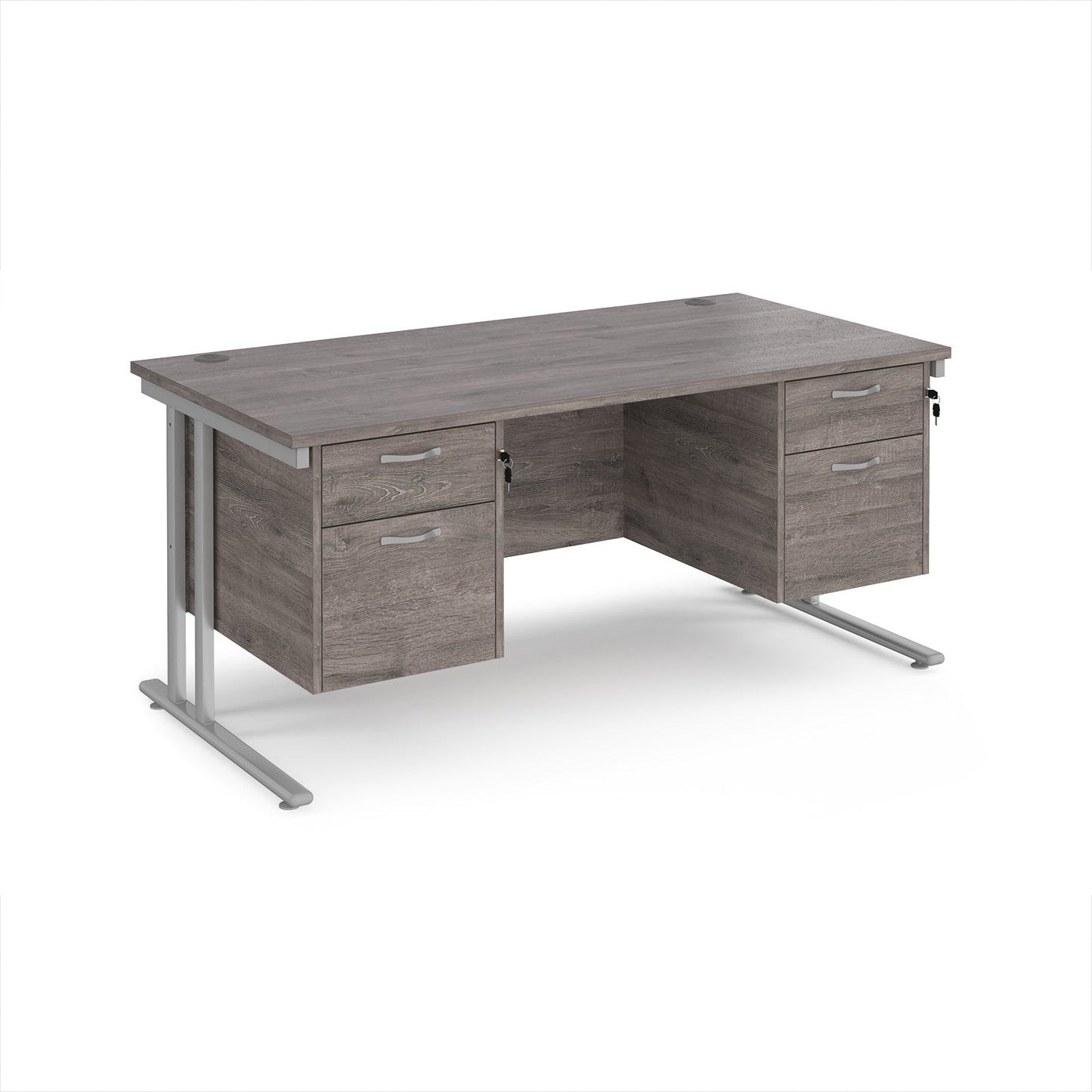 Maestro 25 cantilever 800mm deep desk with 2 x 2 drawer peds