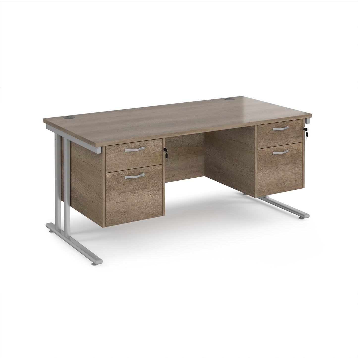 Maestro 25 cantilever 800mm deep desk with 2 x 2 drawer peds