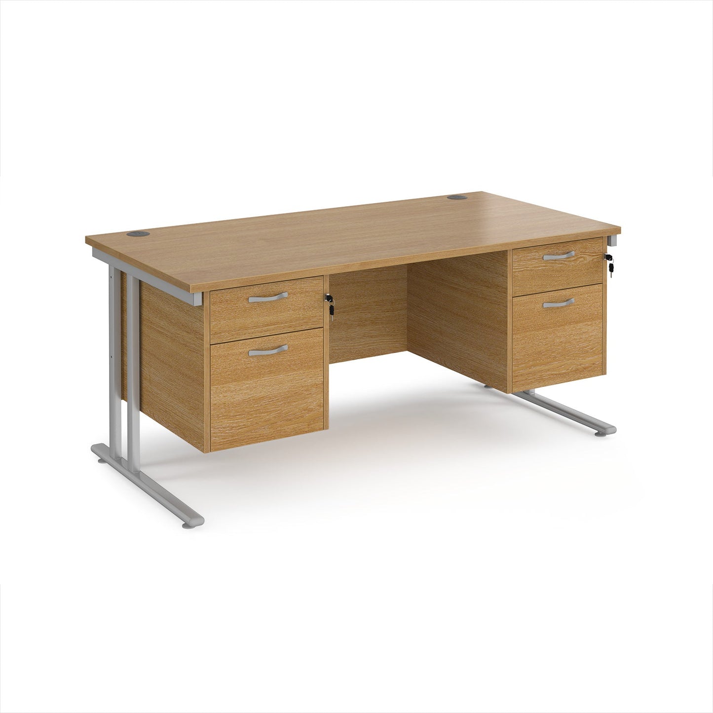 Maestro 25 cantilever 800mm deep desk with 2 x 2 drawer peds