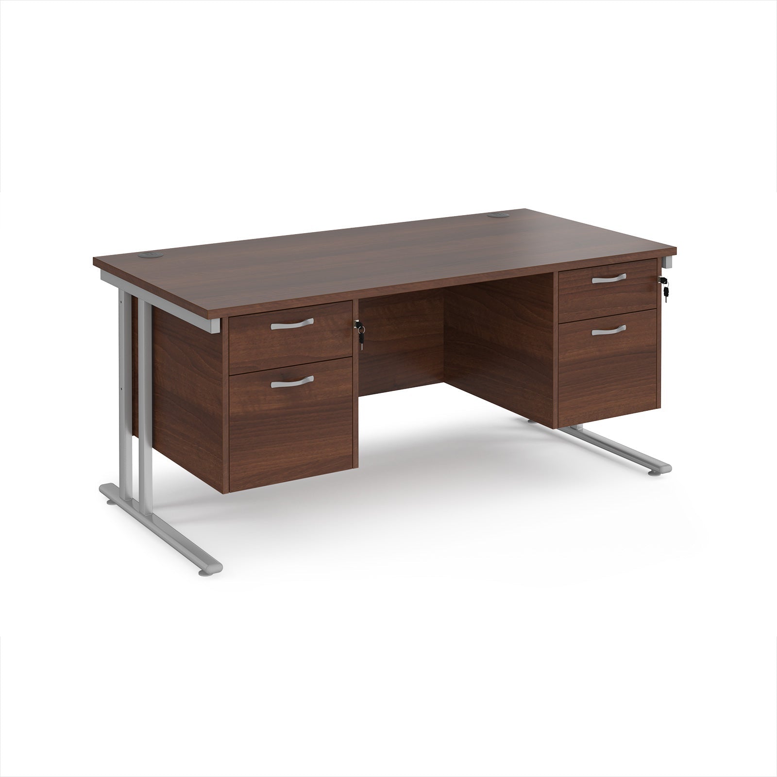 Maestro 25 cantilever 800mm deep desk with 2 x 2 drawer peds
