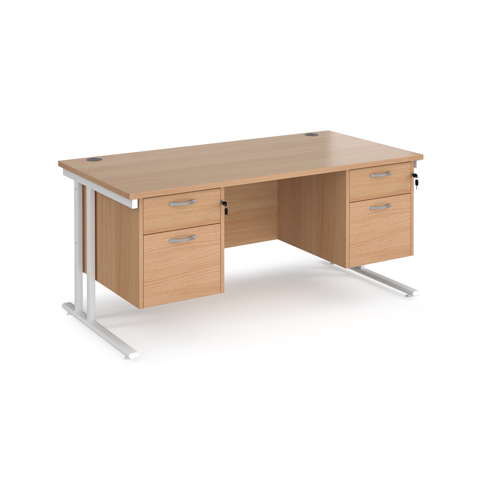 Maestro 25 Cantilever 800Mm Deep Desk With 2 X 2 Drawer Peds