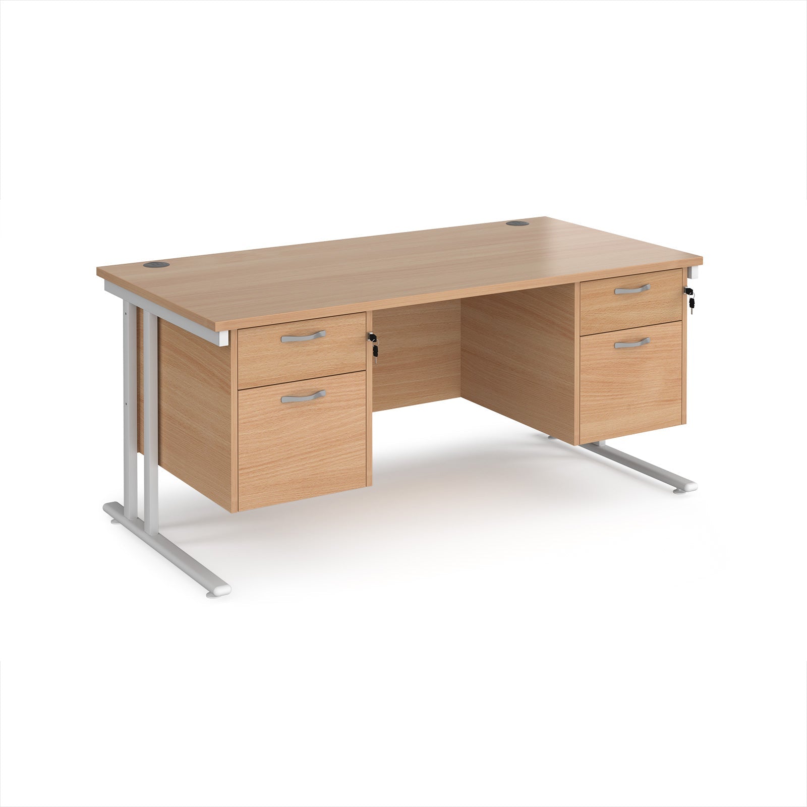 Maestro 25 cantilever 800mm deep desk with 2 x 2 drawer peds
