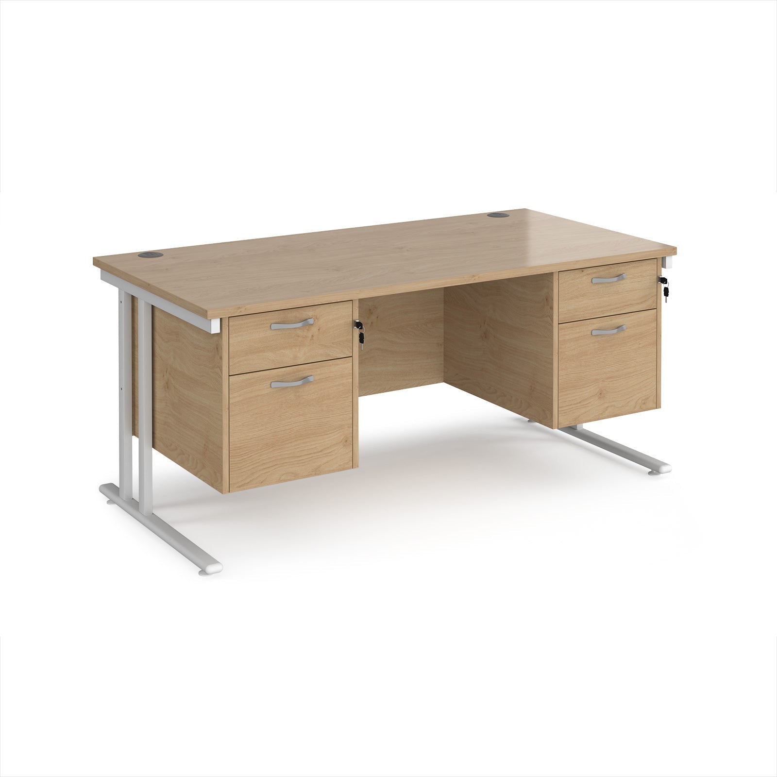 Maestro 25 cantilever 800mm deep desk with 2 x 2 drawer peds