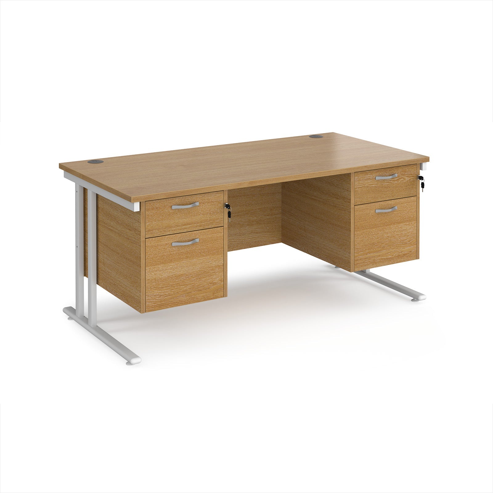 Maestro 25 cantilever 800mm deep desk with 2 x 2 drawer peds