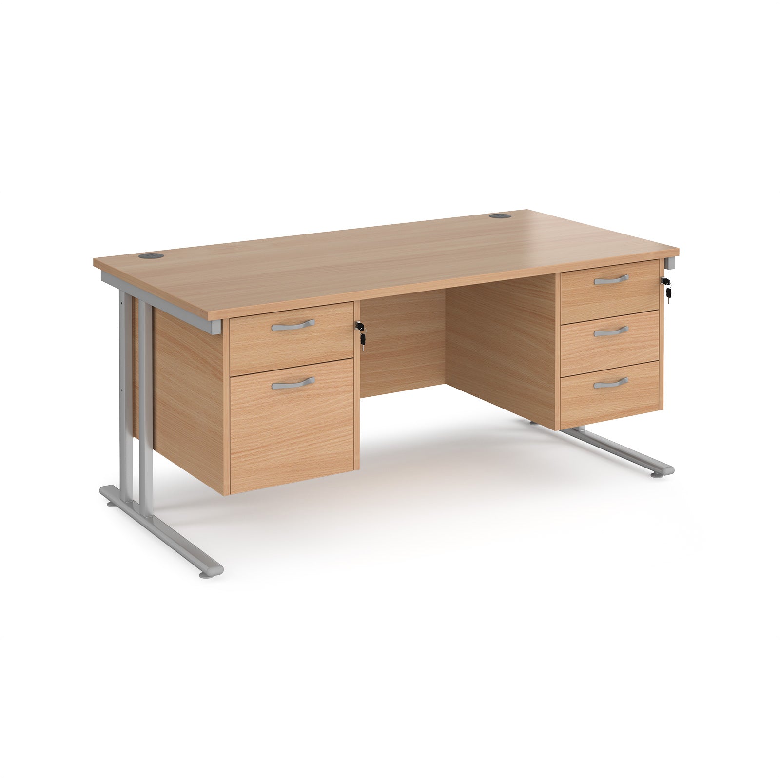Maestro 25 cantilever 800mm deep desk with 2 & 3 drawer peds