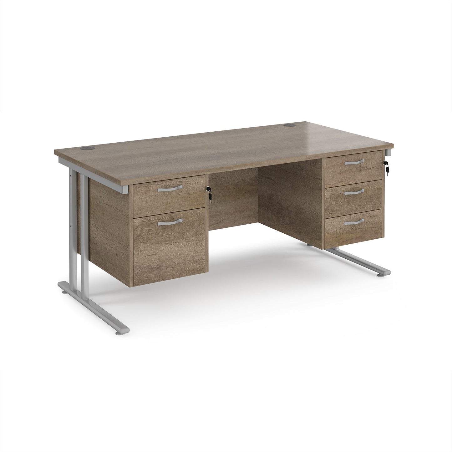 Maestro 25 cantilever 800mm deep desk with 2 & 3 drawer peds