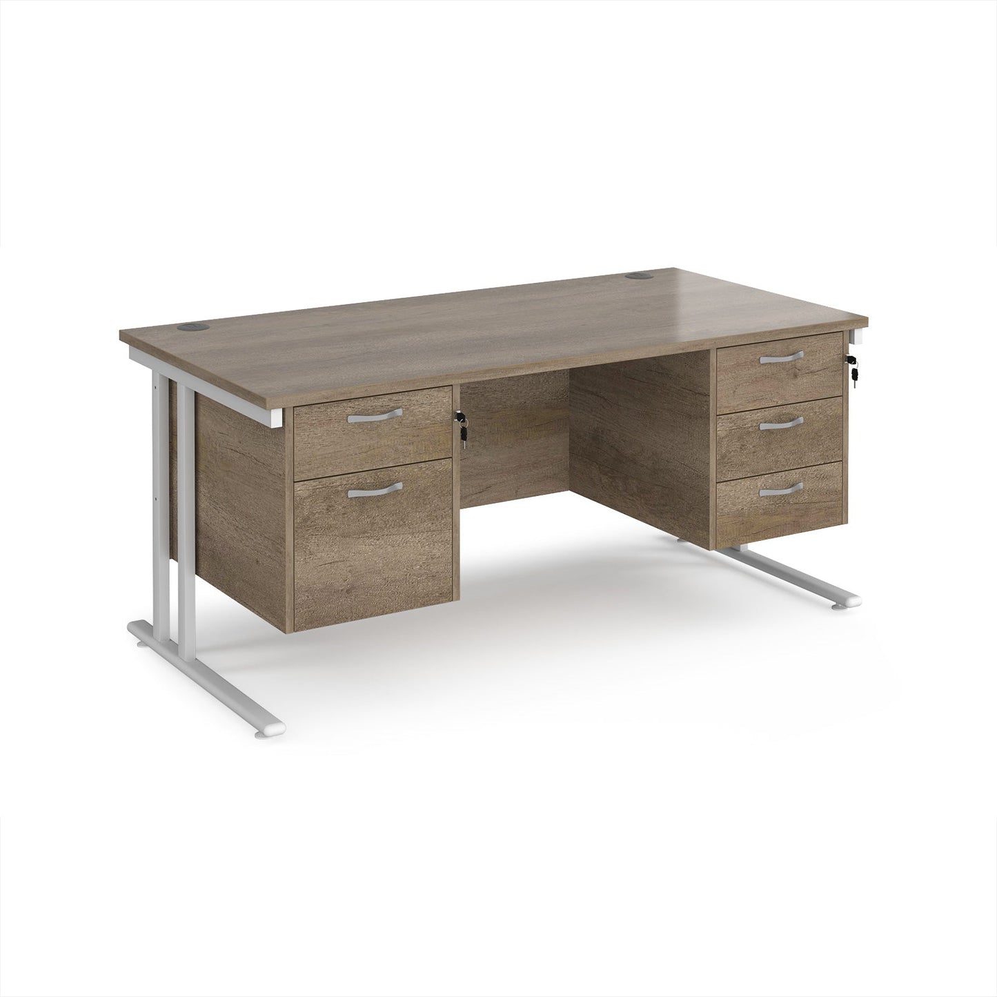 Maestro 25 cantilever 800mm deep desk with 2 & 3 drawer peds