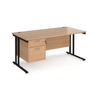 Maestro 25 cantilever 800mm deep desk with 2 drawer ped