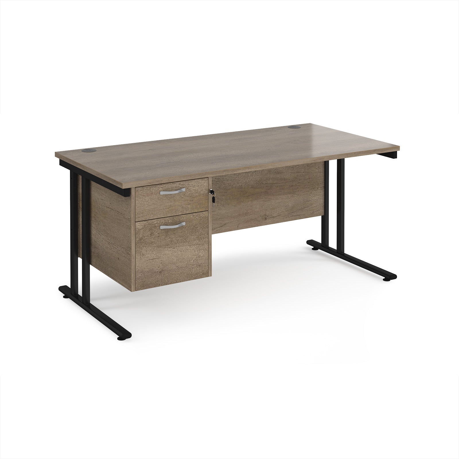 Maestro 25 cantilever 800mm deep desk with 2 drawer ped