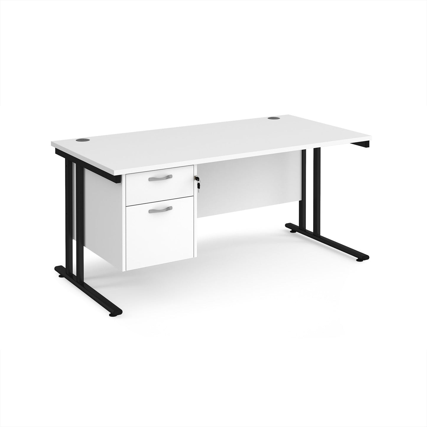 Maestro 25 cantilever 800mm deep desk with 2 drawer ped