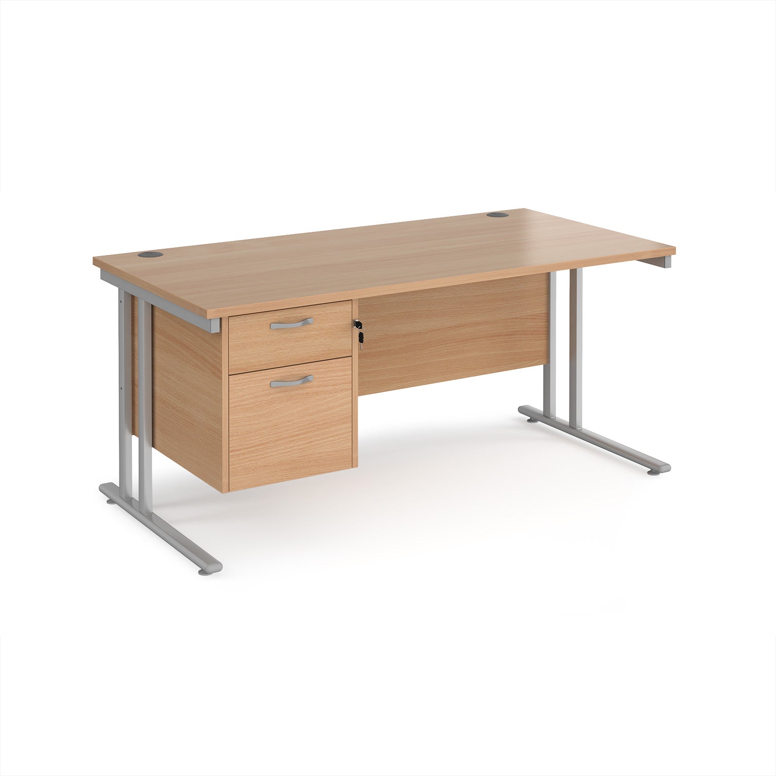 Maestro 25 cantilever 800mm deep desk with 2 drawer ped