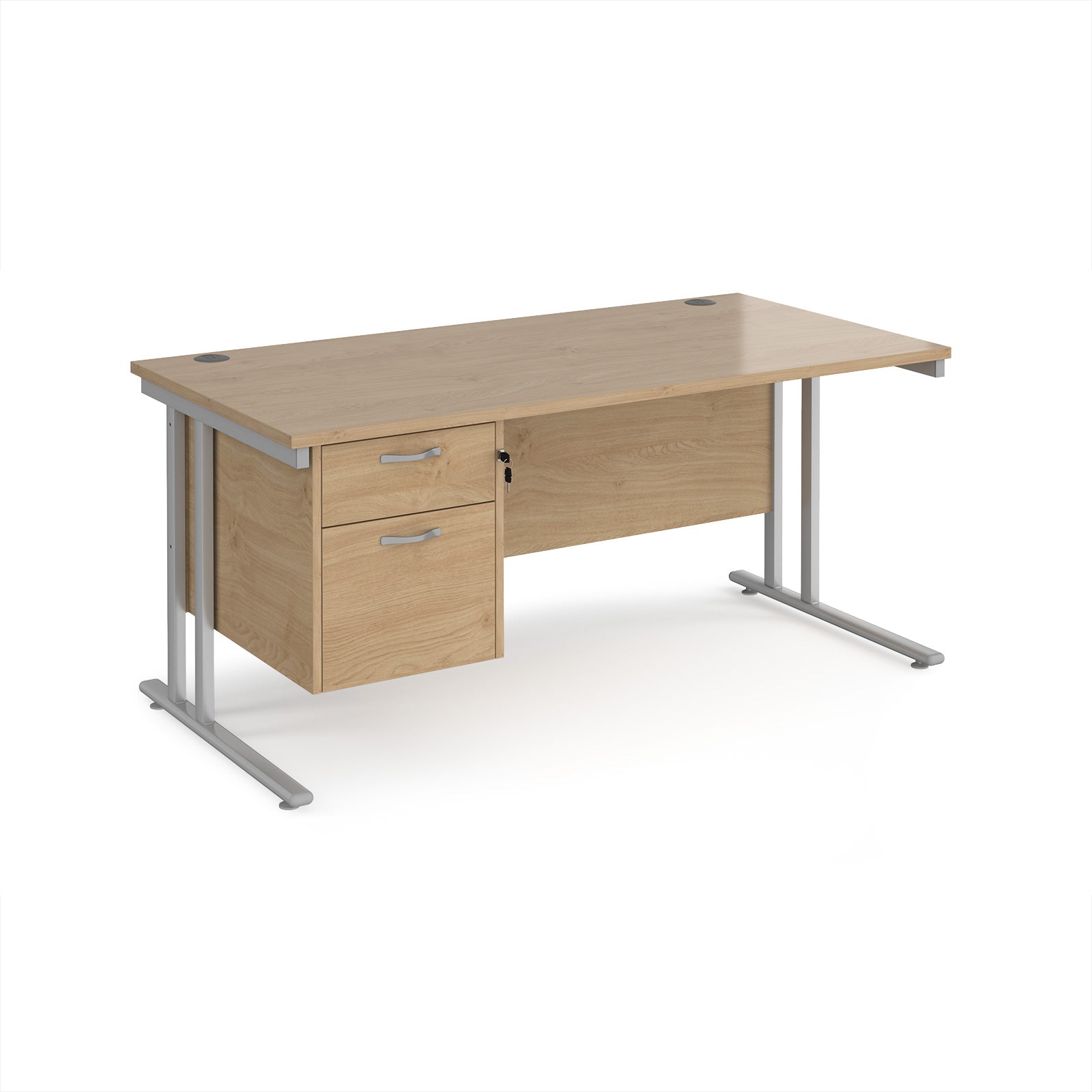 Maestro 25 cantilever 800mm deep desk with 2 drawer ped