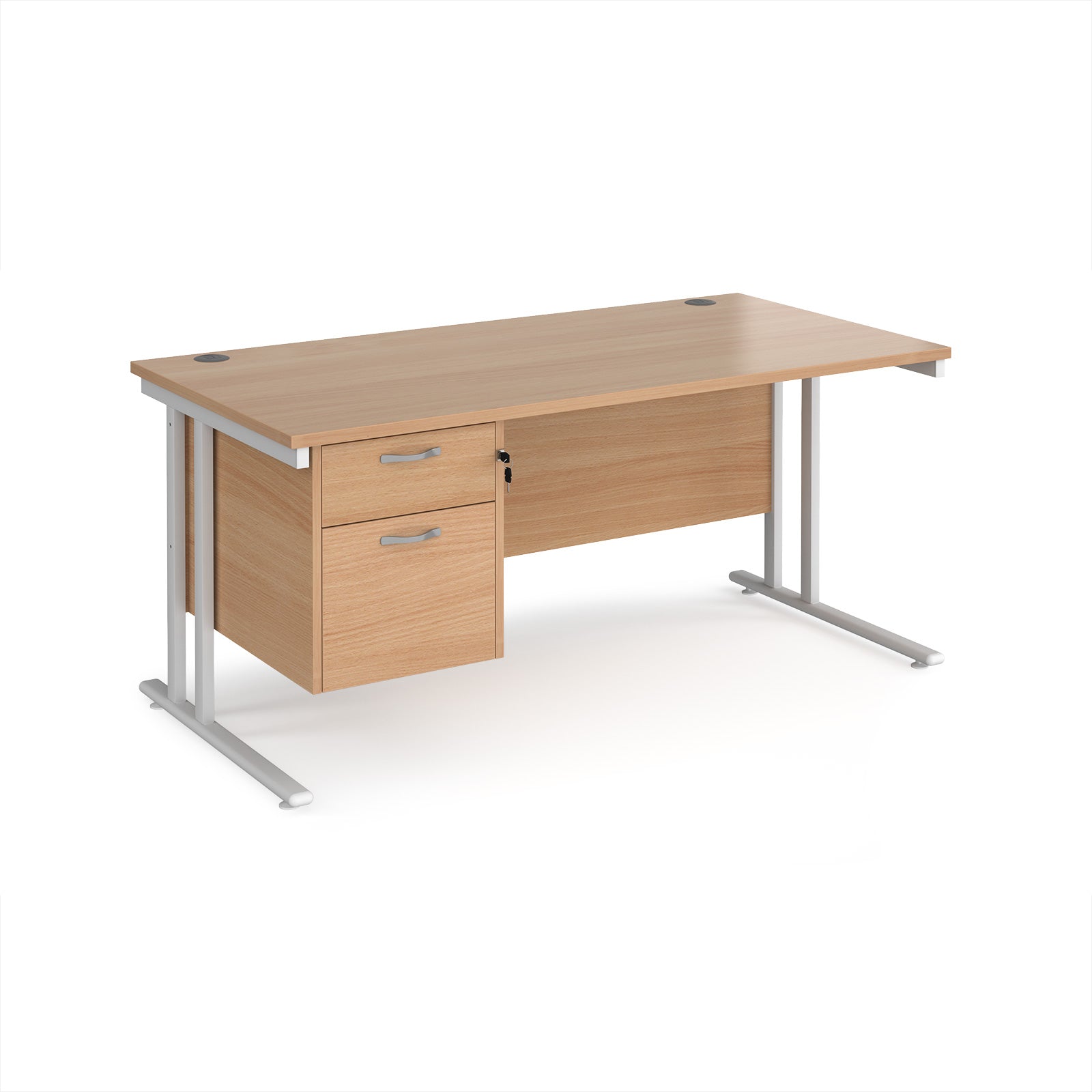 Maestro 25 cantilever 800mm deep desk with 2 drawer ped