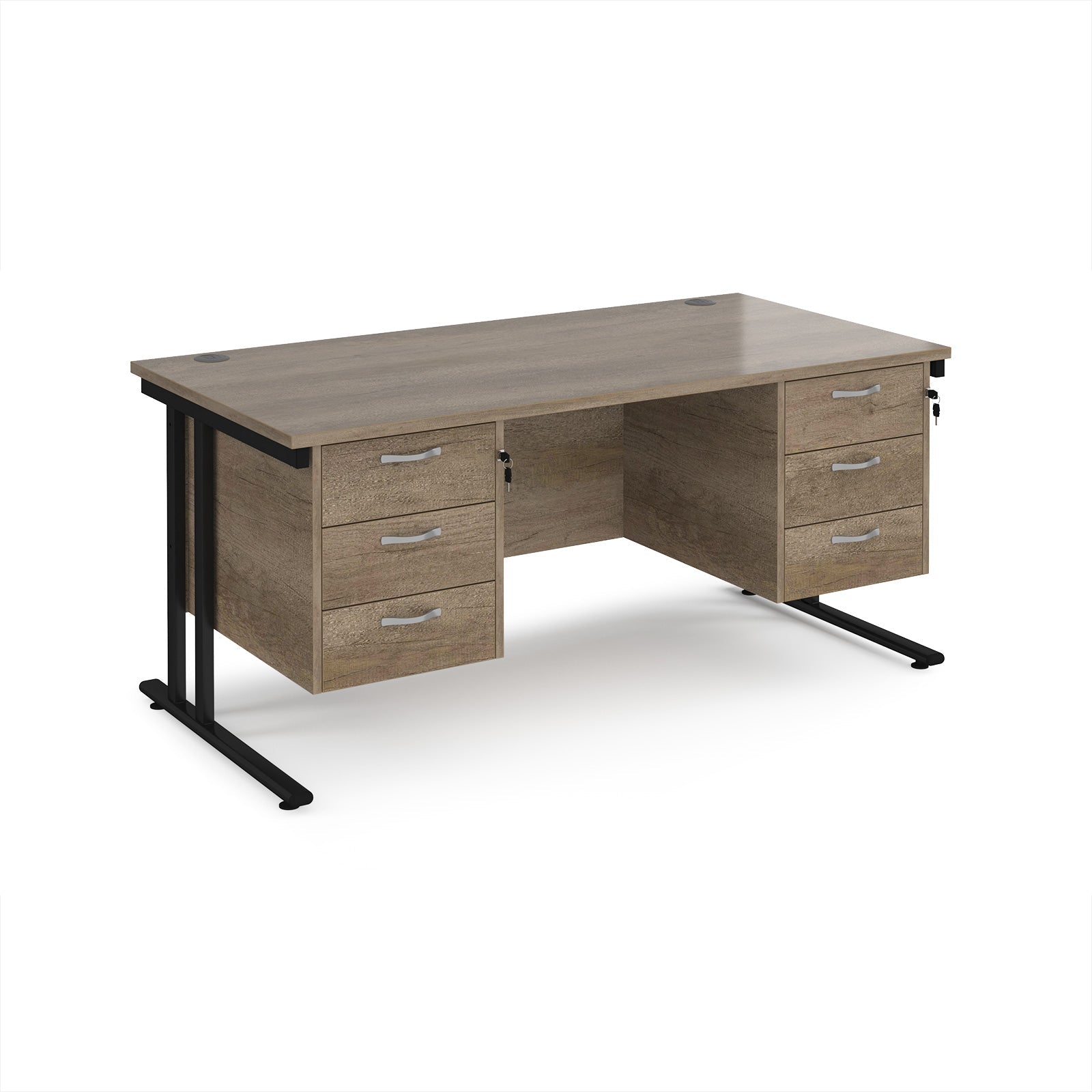 Maestro 25 cantilever 800mm deep desk with 2 x 3 drawer peds