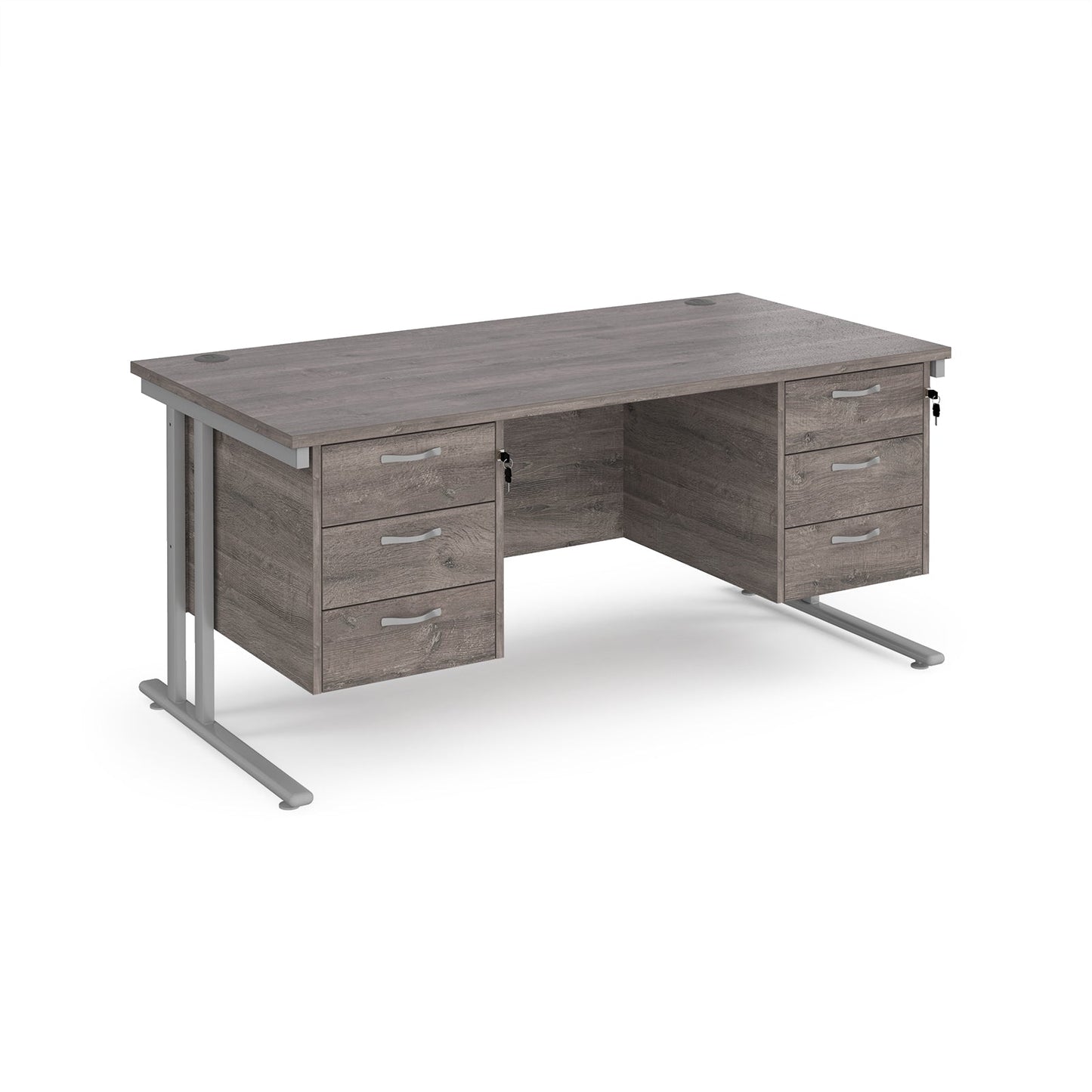 Maestro 25 cantilever 800mm deep desk with 2 x 3 drawer peds