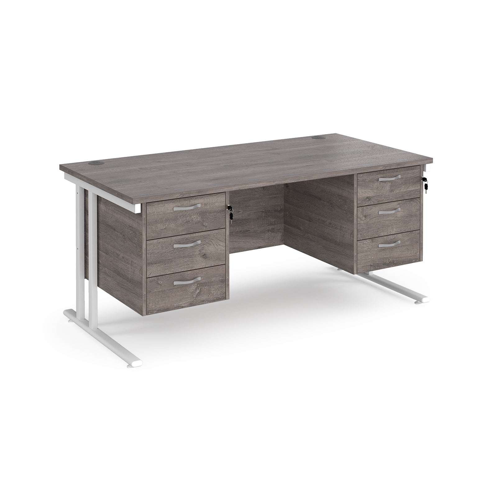 Maestro 25 cantilever 800mm deep desk with 2 x 3 drawer peds