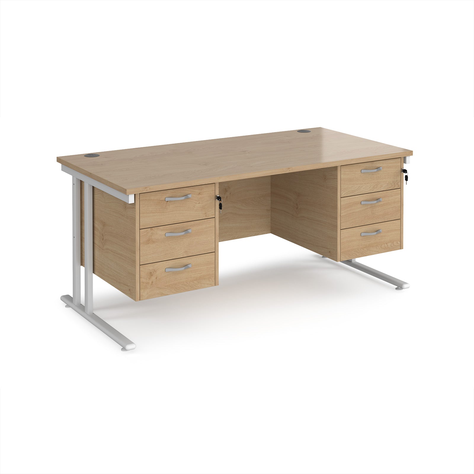 Maestro 25 cantilever 800mm deep desk with 2 x 3 drawer peds