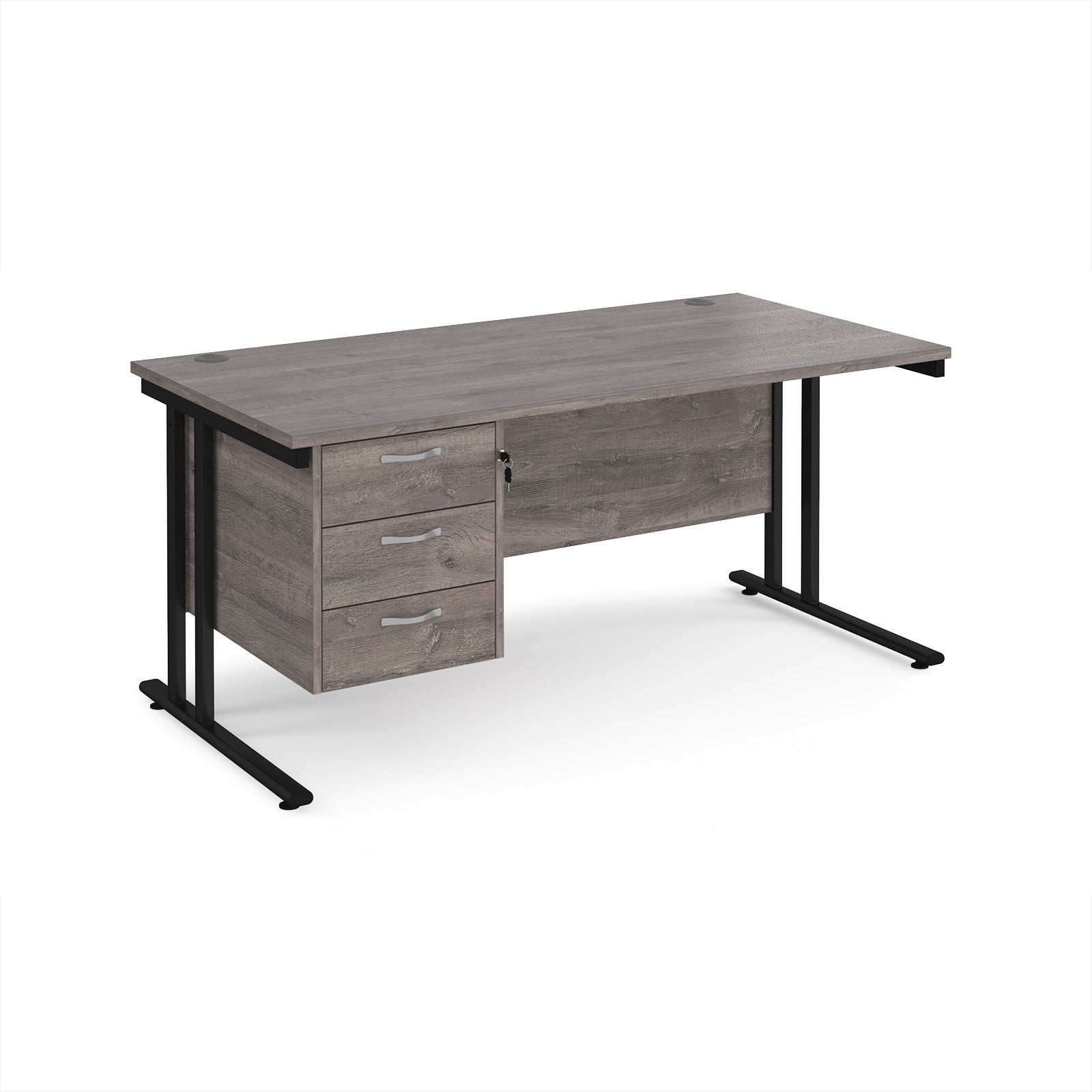 Maestro 25 cantilever 800mm deep desk with 3 drawer ped