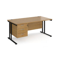 Maestro 25 cantilever 800mm deep desk with 3 drawer ped